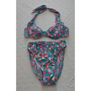 Victoria Secret Swimwear Bikini Set, Size S, Floral,good Condition,Bra 34C.